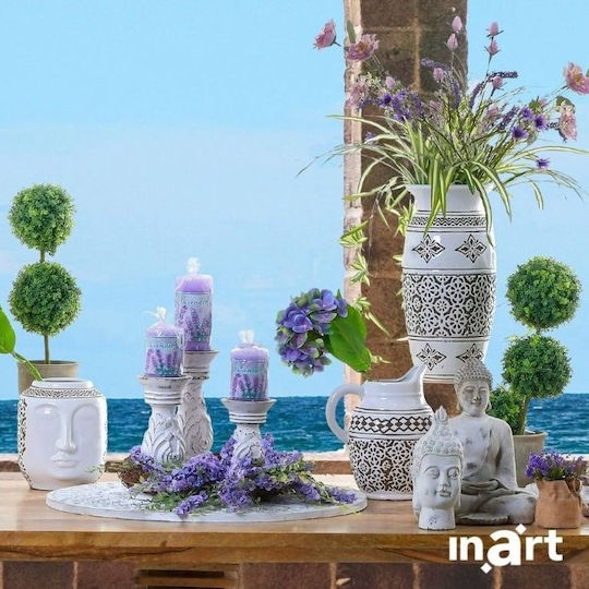 Inart Διακοσμητικό Βάζο Κεραμικό Πρόσωπο Λευκό Φ18xΥ21cm