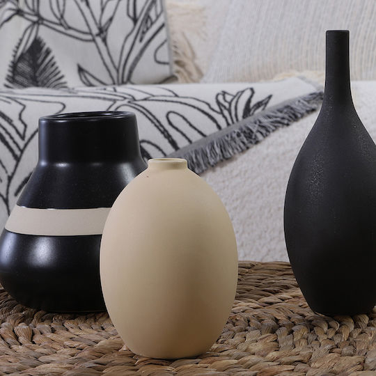 Διακοσμητικό Κεραμικό Βαζάκι Nef-nef Homeware Circui Black White 15,5χ14,2