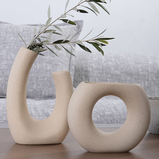 Nef-Nef Homeware Vază Decorativă Ceramică Ecru 15x6.5x20.5cm 1buc