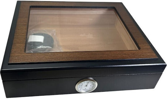 Lemnoasă Vitrină Umidificator 30 de Puroi cu Igrometru 26cmx22.5cmx7.5cmcm.