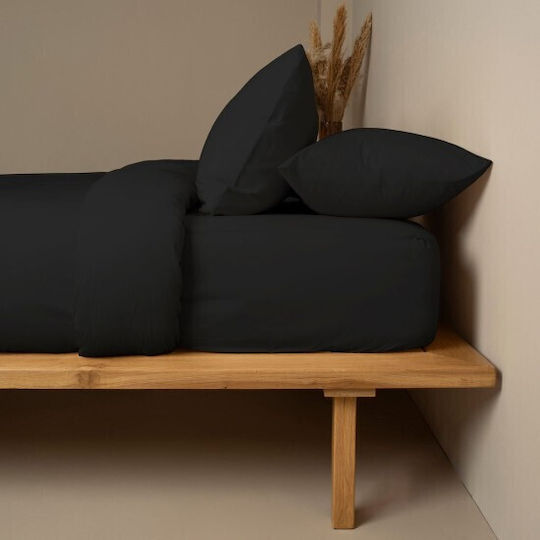 Sunshine Sheet Sets Double with Elastic 150x205+30cm. Cotton Feelings 151 Black 4pcs