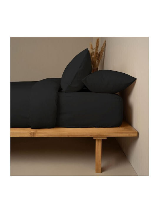 Sunshine Sheet Sets Double 200x270cm. Cotton Feelings 151 111 Black 4pcs