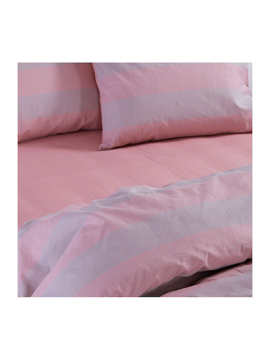 Nef-Nef Homeware Bettwäsche-Set Doppel 200x270cm. Casual Stripe Peaches 4Stück