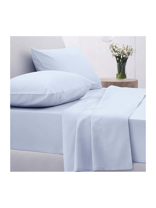 Sunshine Sheet Sets Double with Elastic 150x205+30cm. Cotton Feelings 103 Light Blue 4pcs