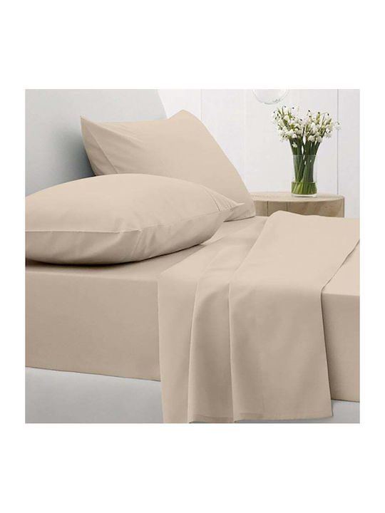 Sunshine Sheet Sets Queen with Elastic 170x205+30cm. Cotton Feelings 151 109 Sand 4pcs
