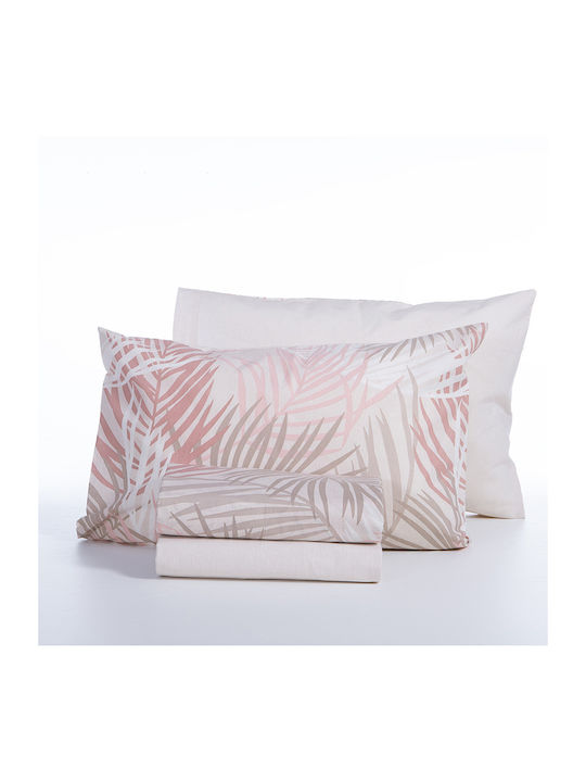 Nef-Nef Homeware Amazon Σετ Σεντόνια King Size με Λάστιχο 180x200+35εκ. Ροδακινί (4τμχ)