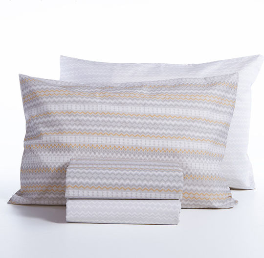 Nef-Nef Homeware Quantro Σετ Σεντόνια Διπλά 200x270εκ. Γκρι (4τμχ)