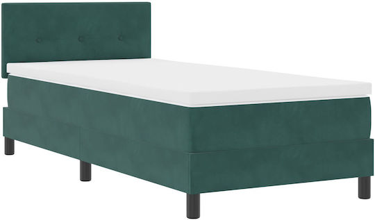 Ein Einzelbett Mit Samt Dunkelgrün mit Lattenrost & Matratze 80x200cm