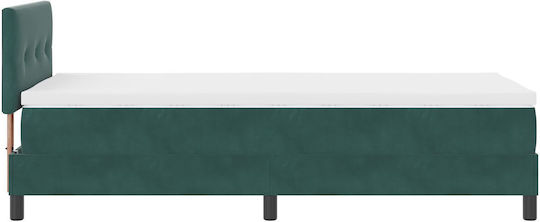 Ein Einzelbett Mit Samt Dunkelgrün mit Lattenrost & Matratze 80x200cm