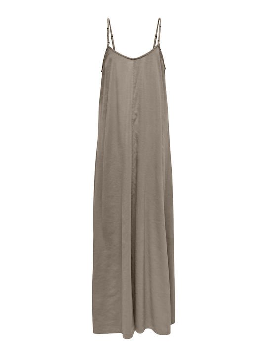 Fungi Sommer Maxi Damenkleid Dunkelbeige