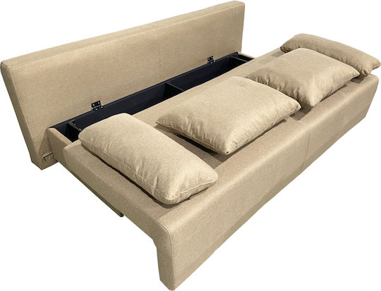 Urban Three-Seater Couch Bed with Storage Space Light Brown 194x93x72 cm