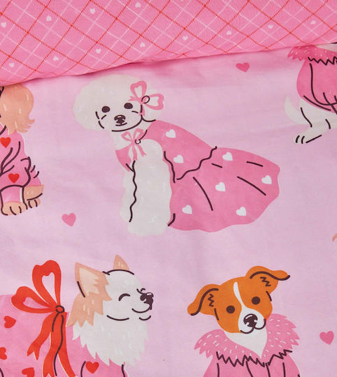 Das Home Kids Sheets Single Fashion Dog Pink 170x260cm Das Home Kids Sheets Single Fashion Dog Pink 170x260cm