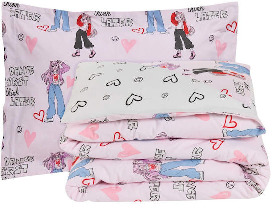 Das Home Σετ Σεντόνια Μονά Βαμβακερά Grey, Pink 170x260cm 3τμχ