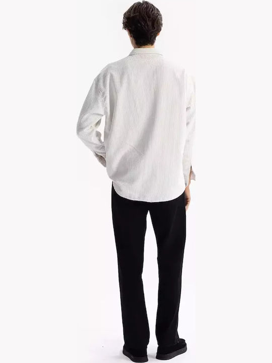 Long-sleeved Shirt in Wide Line White