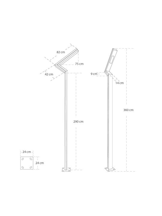 GloboStar Φωτιστικό Δαπέδου LED Εξωτερικού Χώρου 30W με Ψυχρό Λευκό Φως IP65 Γκρι