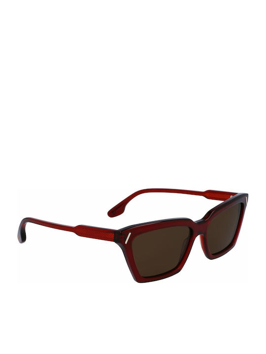 Victoria Beckham Damen Sonnenbrille mit Rot Kunststoff Gestell und Rot Linse