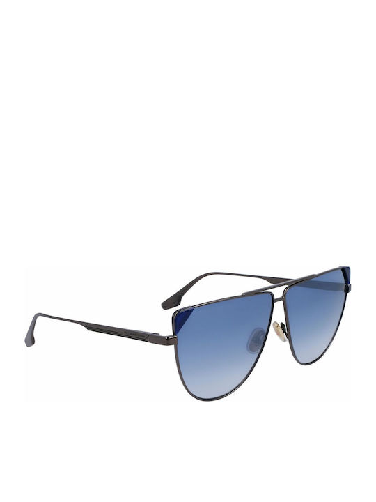 Victoria Beckham Damen Sonnenbrille mit Blau Metall Gestell und Blau Linse