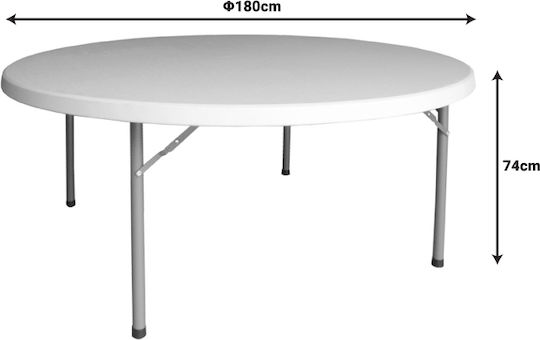 Plastic Masa Catering pentru spații exterioare Pliabil cu schelet metalic Comfort White Shade 180x180x74buc