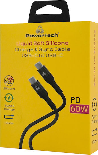 Powertech USB 2.0 Cable USB-C male - USB-C 60W Black 1m (PTR-0163)