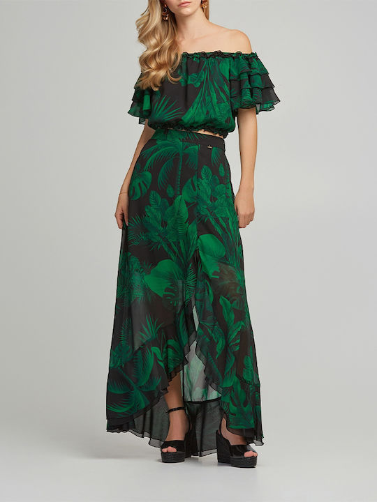 Women's Crop Top Off-Shoulder Green