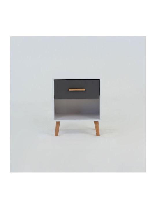 Bedside Table Timmy Wooden Grey 46.8x36x57.1cm