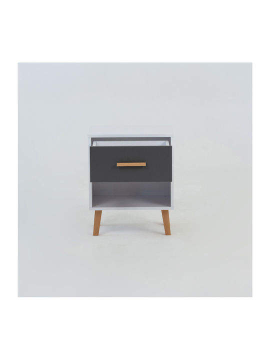 Bedside Table Timmy Wooden Grey 46.8x36x57.1cm