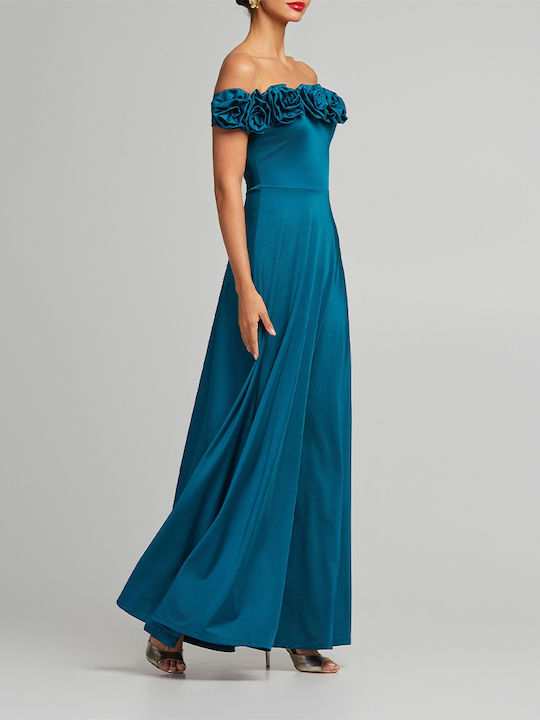 Maxi Dress for Wedding / Baptism Petrol Blue