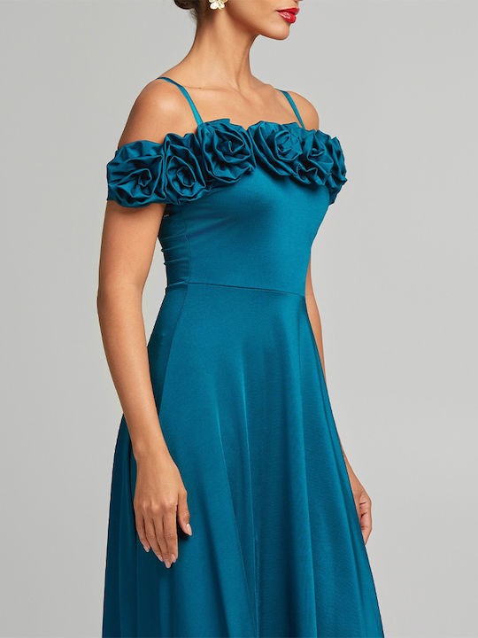 Maxi Dress for Wedding / Baptism Petrol Blue