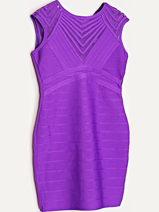 Sommer Mini Abendkleid mit Tüll & Transparenz Lila
