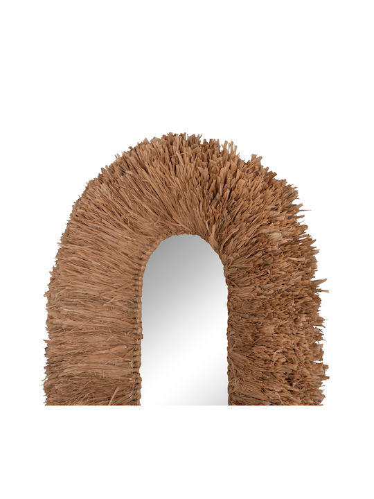 HomeMarkt Wandspiegel Oval mit Beige Rattan Rahmen 95x60cm 1Stück