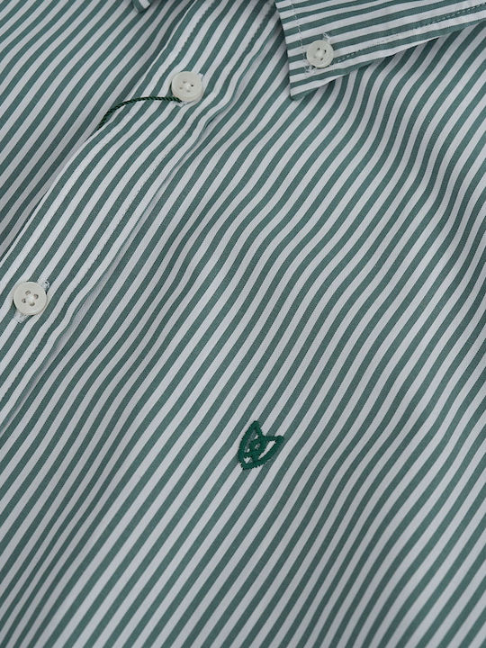 Long-sleeved Cotton Shirt Striped Green