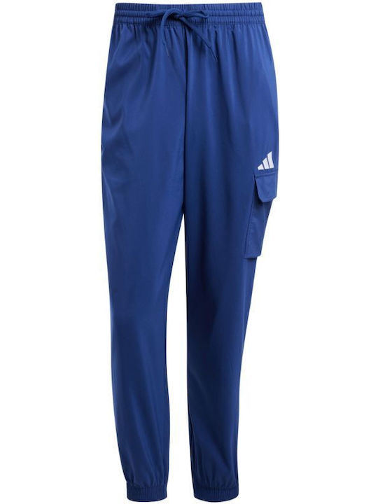 Essentials Cargo Sweatpants Glossy with Elastic Blue
