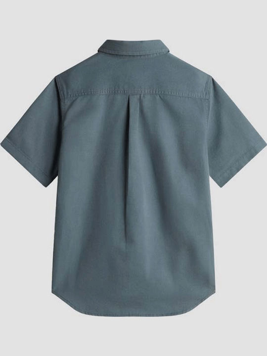 Short-sleeved Linen Shirt Blue