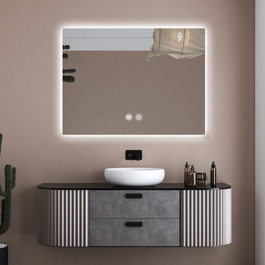 H2O Rechteckiger LED Berührung Badezimmerspiegel 60x80cm