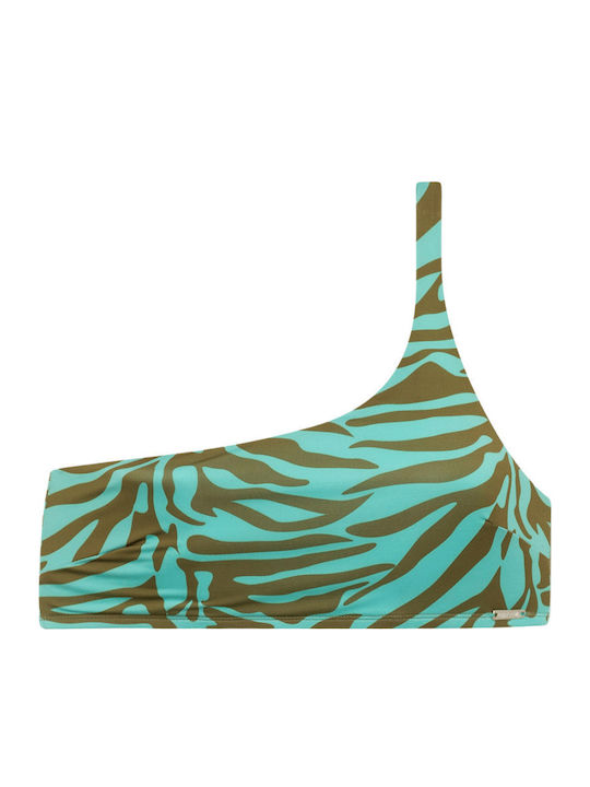 Zebra Bikini Mit Einem Schulter B-Cup & Mit Polsterung Animal Print Türkis