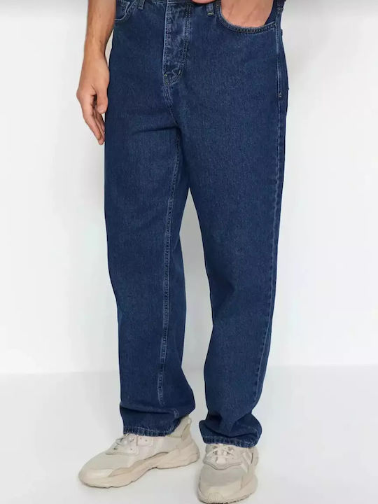 Pantalon De Blugi Elastic Pentru Bărbați Cu Fit Relaxed Albastru