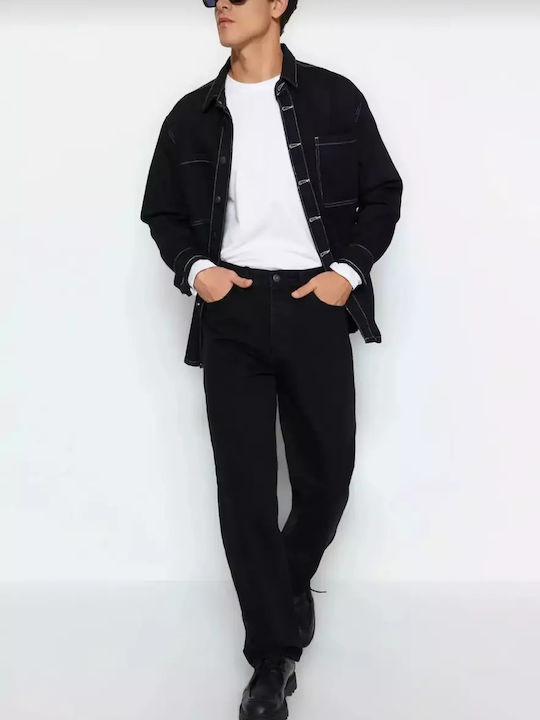 Pantalon De Blugi Pentru Bărbați Elastic Cu Fit Relaxed Baggy Negru