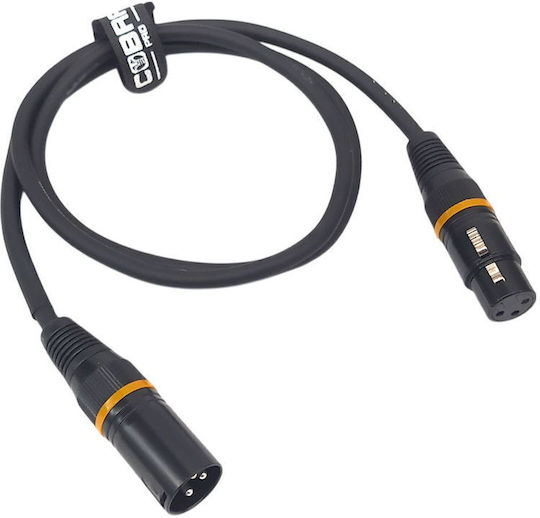 Cobra Cable XLR male - XLR female Μαύρο 1m (DMX0-01O)
