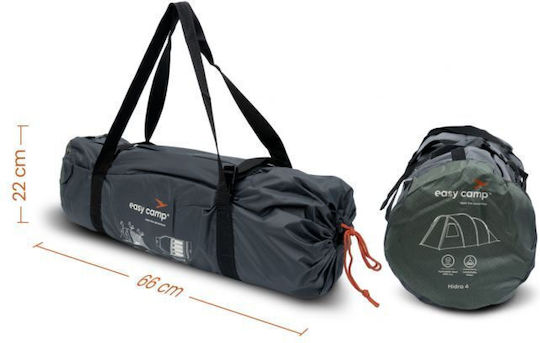 Easy Camp Hidra 4 Σκηνή Camping Τούνελ Πράσινη 3 Εποχών για 4 Άτομα 435x255x180εκ.