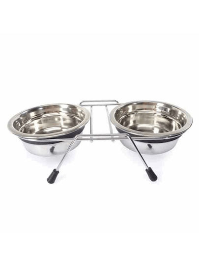 Camon Неръждаем Купа Храна & Вода за Куче & Котка с Основа 1.6lt 19см в Сребрист Цвят