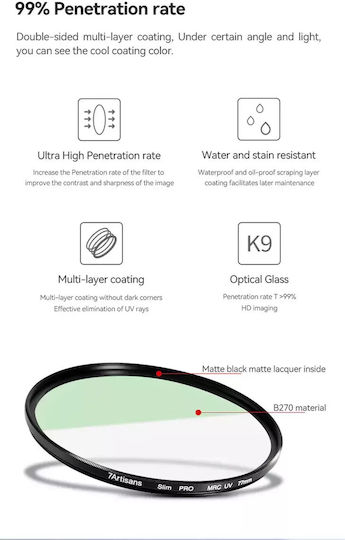 7artisans Lens Filter Diameter 67mm with MRC Coating Scratch Resistant for Camera Lenses