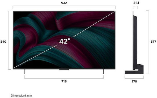 LG Smart Τηλεόραση 42" 4K UHD OLED Evo AI C5 HDR (2025) OLED42C51LA