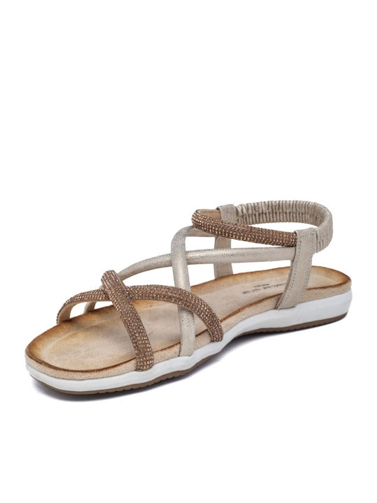 Women's Flat Sandals in Gold Color