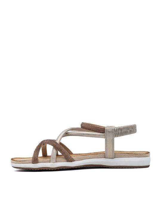 Women's Flat Sandals in Gold Color