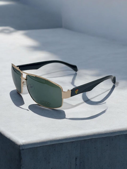 Dasoon Vision Men's Sunglasses with Gold Frame and Green Lens
