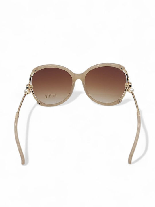 Dasoon Vision Women's Sunglasses with Beige Frame and Brown Lens 2478097