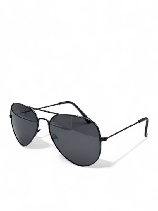 Dasoon Vision Unisex Sunglasses with Black Metal Frame and Black Polarized Lens