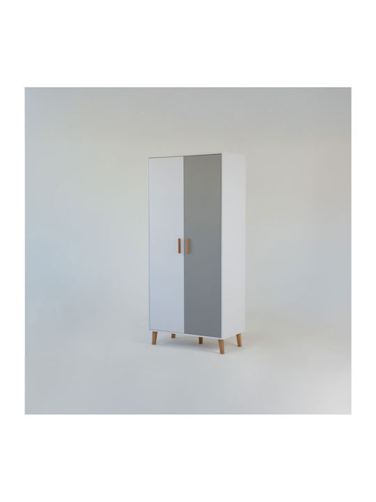 Doppeltür Kleiderschrank Timmy White-graphite-gray 90x50x199cm