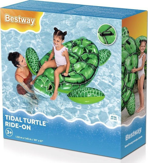 Bestway Παιδικό Φουσκωτό Στρώμα Θαλάσσης Χελώνα με Χειρολαβές Πράσινο 153x145cm