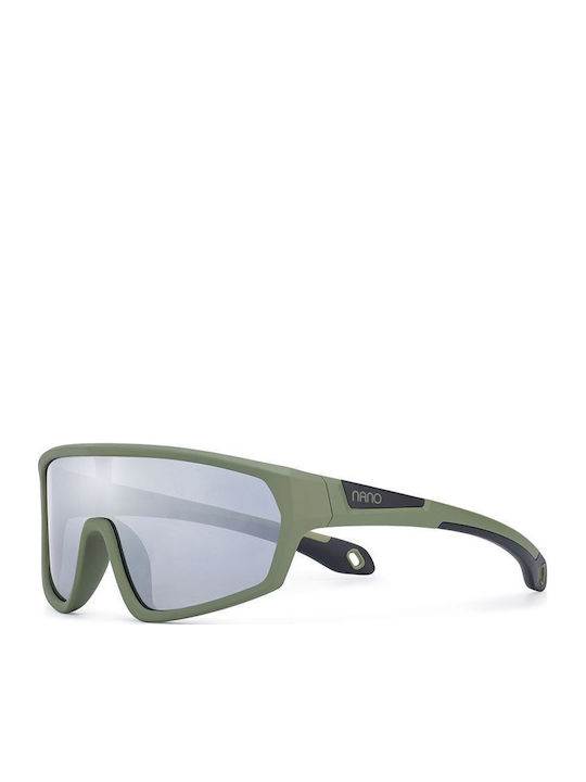Nano Sol Mask Kids Sunglasses with Mirror Lenses Green for 7-11 Years